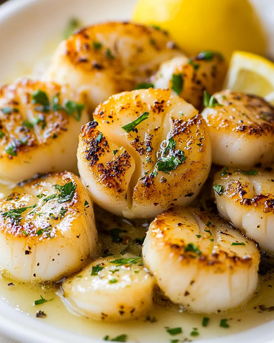 Delicious Buttery Garlic Seared Scallops shot