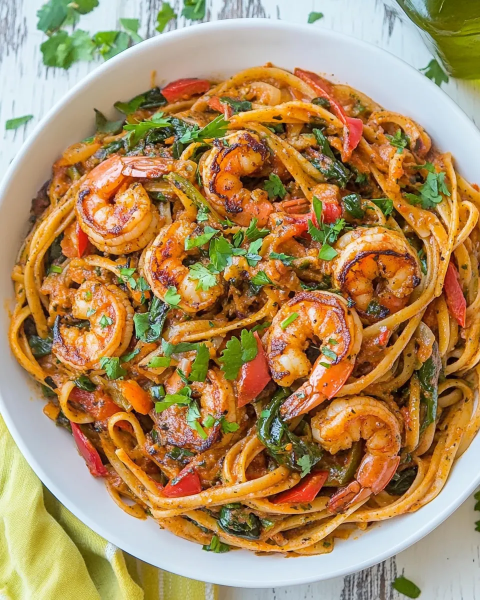 Delicious Cajun Shrimp Pasta shot
