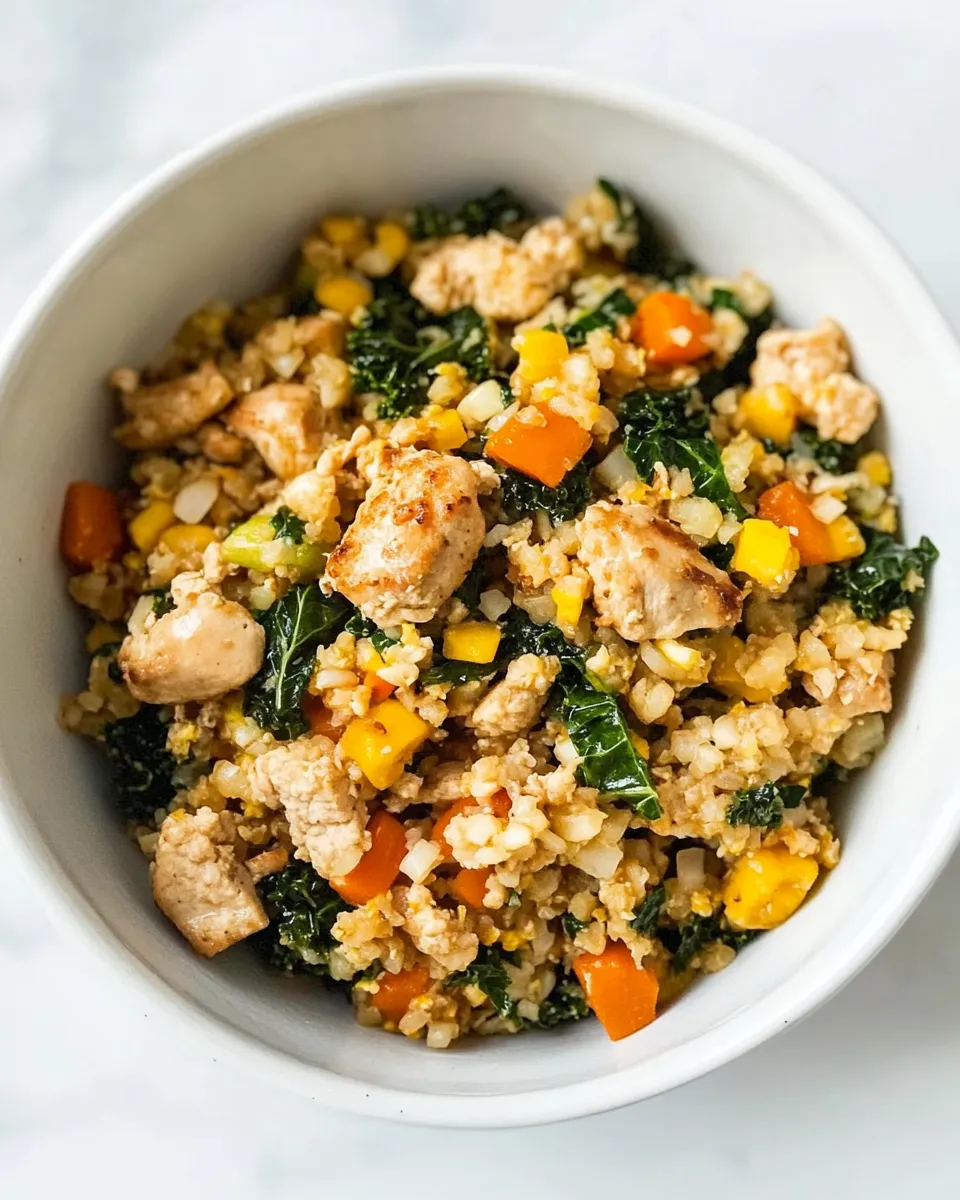 Easy Cauliflower Fried Rice with Kale & Chicken Recipe photo