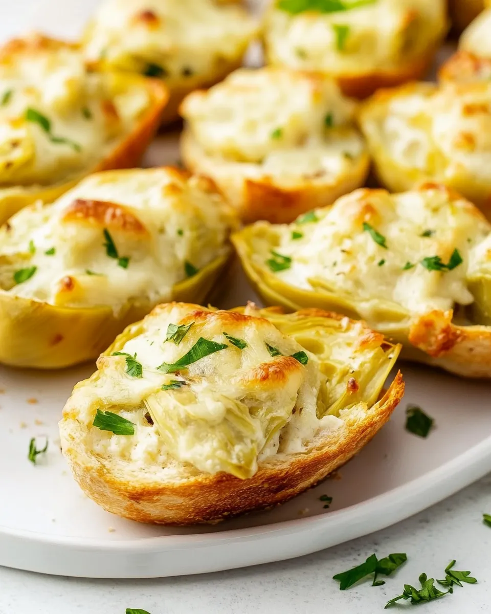 Delicious Cheesy Artichoke Bruschetta shot