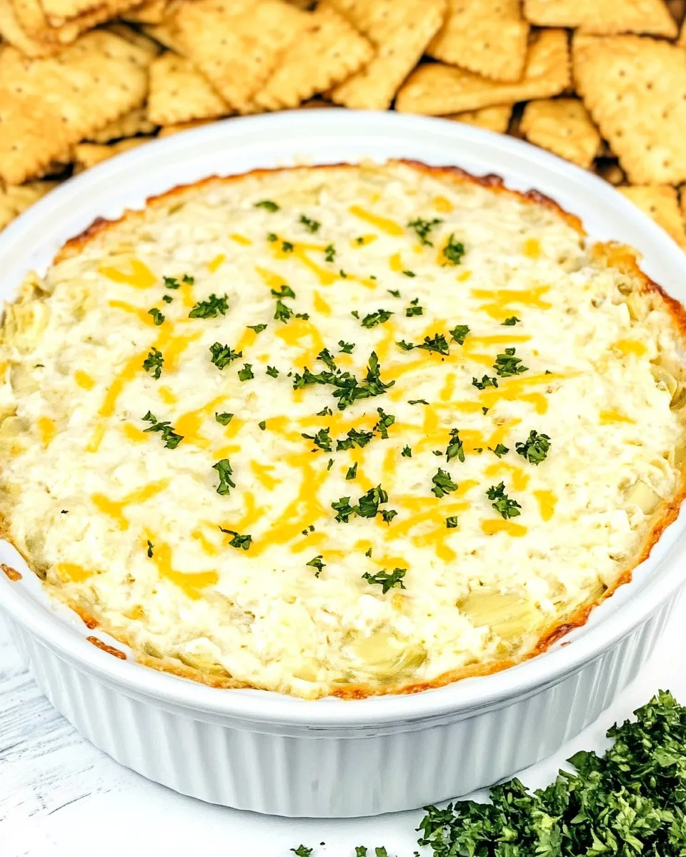 Delicious Cheesy Artichoke Dip shot