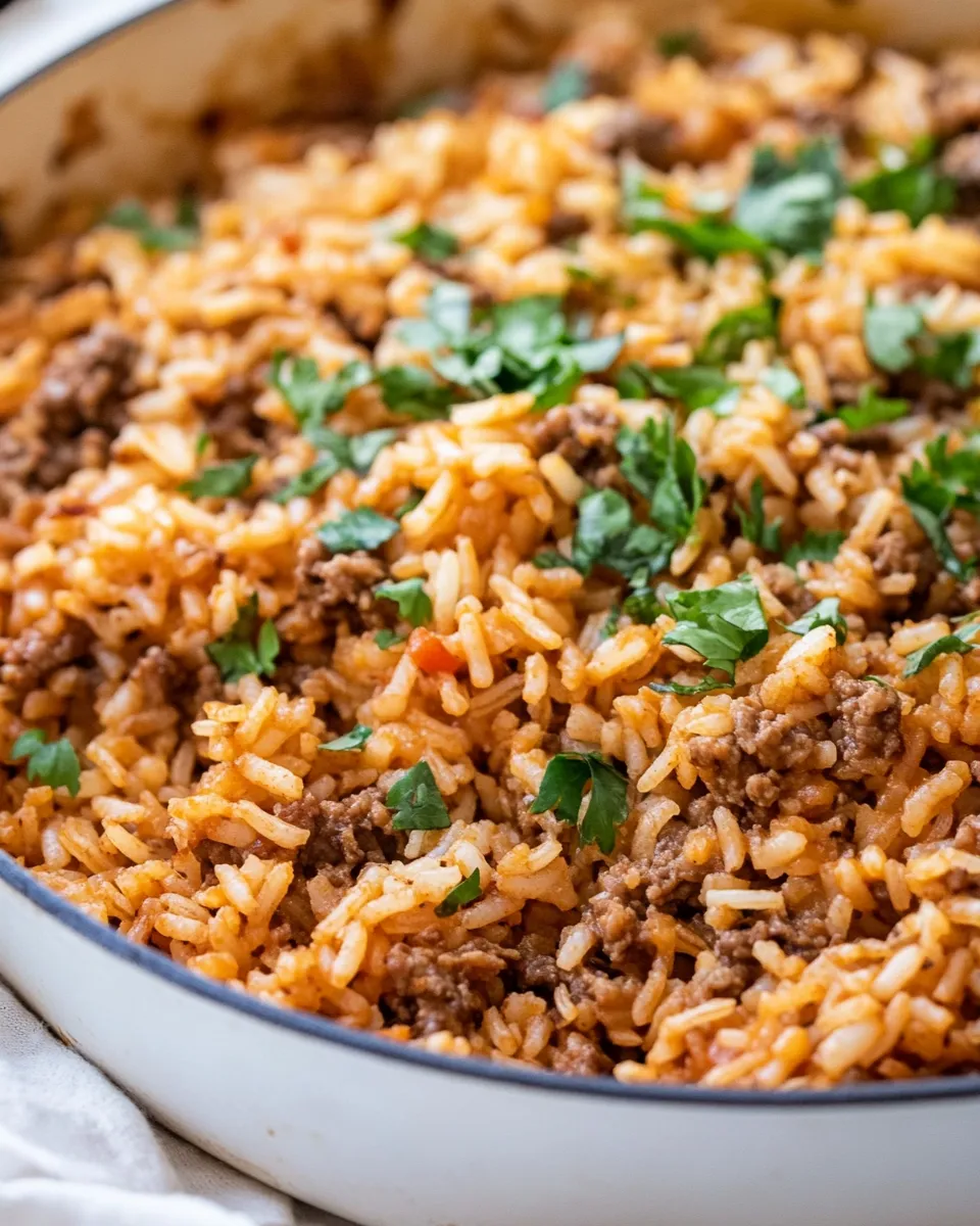Best Cheesy Taco Rice Skillet shot