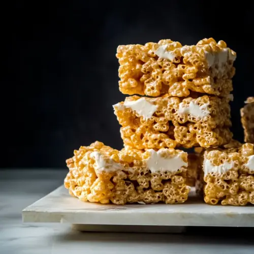 Homemade Chewy, Gooey Golden Rice Krispie Treats photo