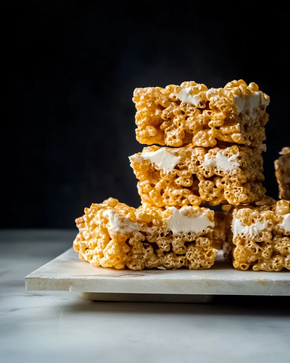 Homemade Chewy, Gooey Golden Rice Krispie Treats photo