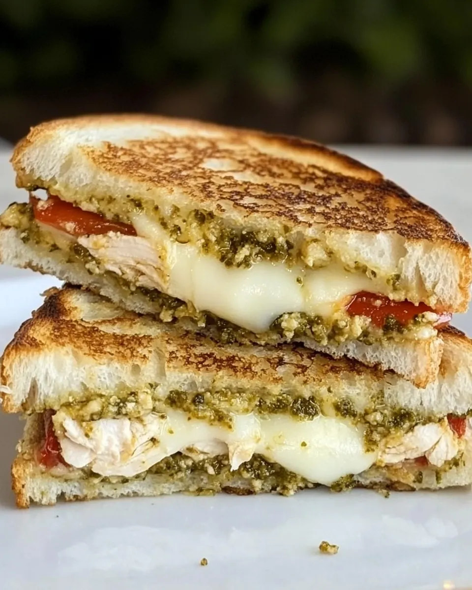 Delicious Chicken Pesto Grilled Cheese shot