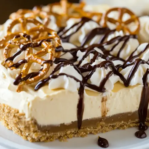 Homemade Chocolate-Peanut Butter Banana Cream Pie with Pretzel Crust photo
