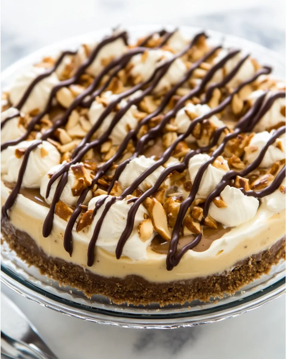 Delicious Chocolate-Peanut Butter Banana Cream Pie with Pretzel Crust image