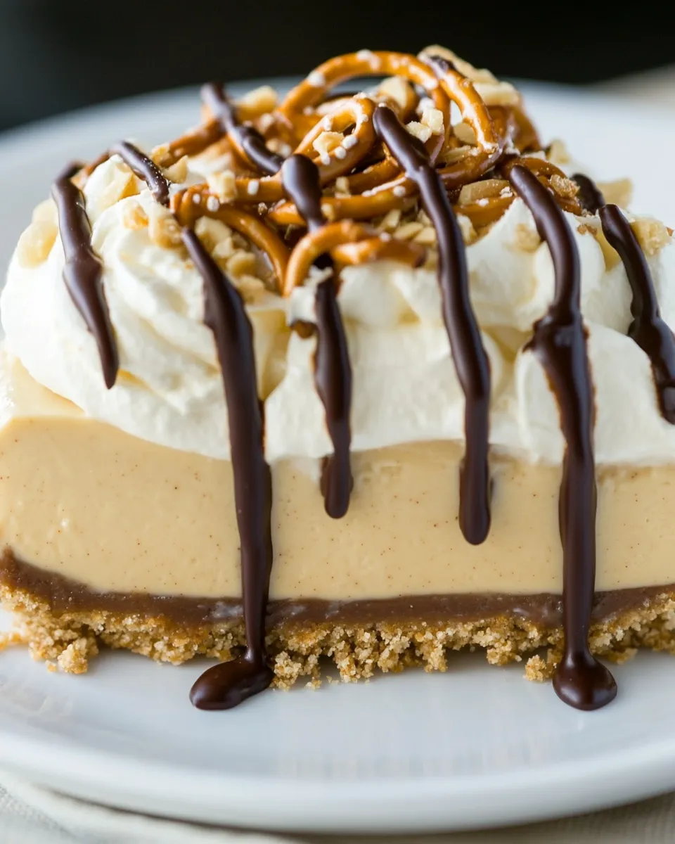 Easy Chocolate-Peanut Butter Banana Cream Pie with Pretzel Crust recipe photo