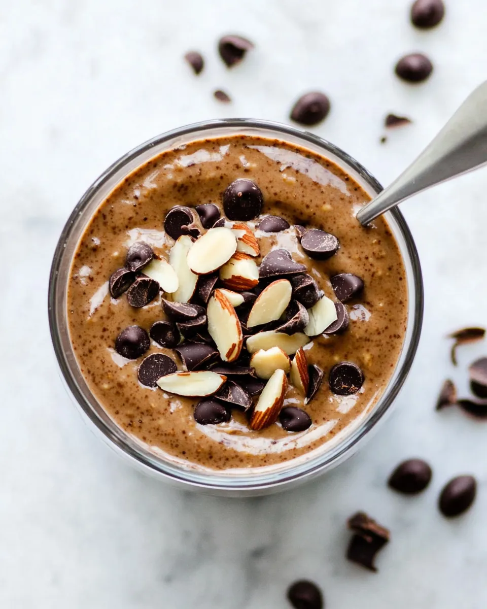 Delicious Chocolate Almond Overnight Oats shot