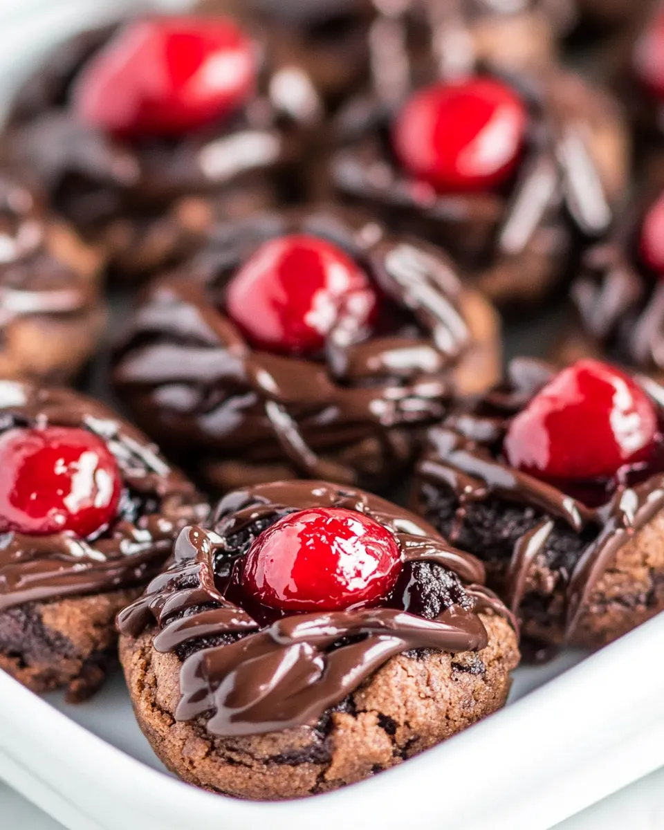 Classic Chocolate Cherry Thumbprint Cookies image