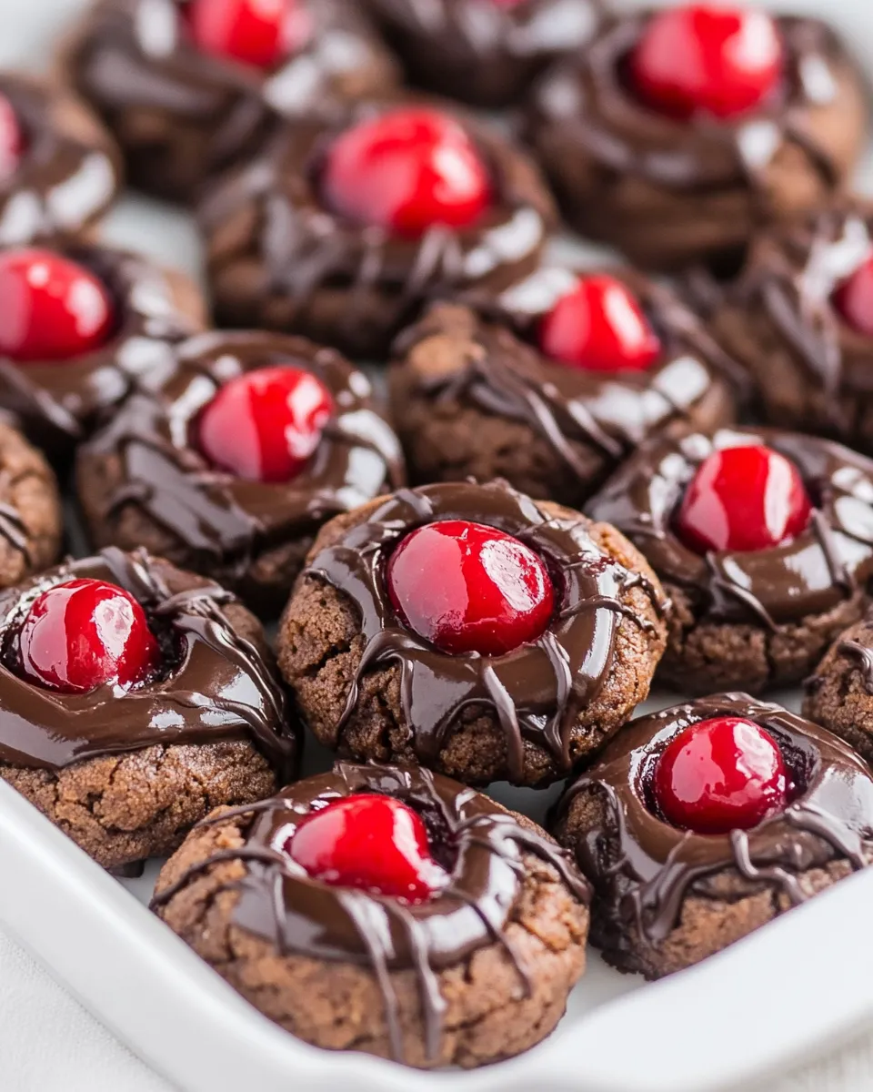 Easy Chocolate Cherry Thumbprint Cookies recipe photo
