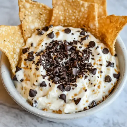 Easy Chocolate Chip Cannoli Dip with Wonton Chips photo