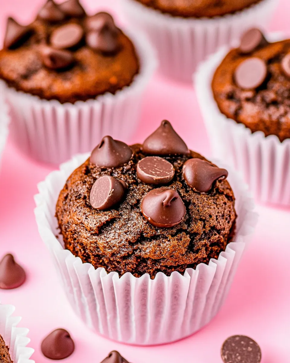 Homemade Chocolate Chocolate Chip Muffins photo
