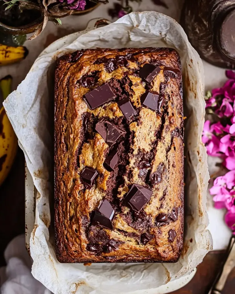 Sweet Chocolate Chunk Greek Yogurt Banana Bread. recipe photo