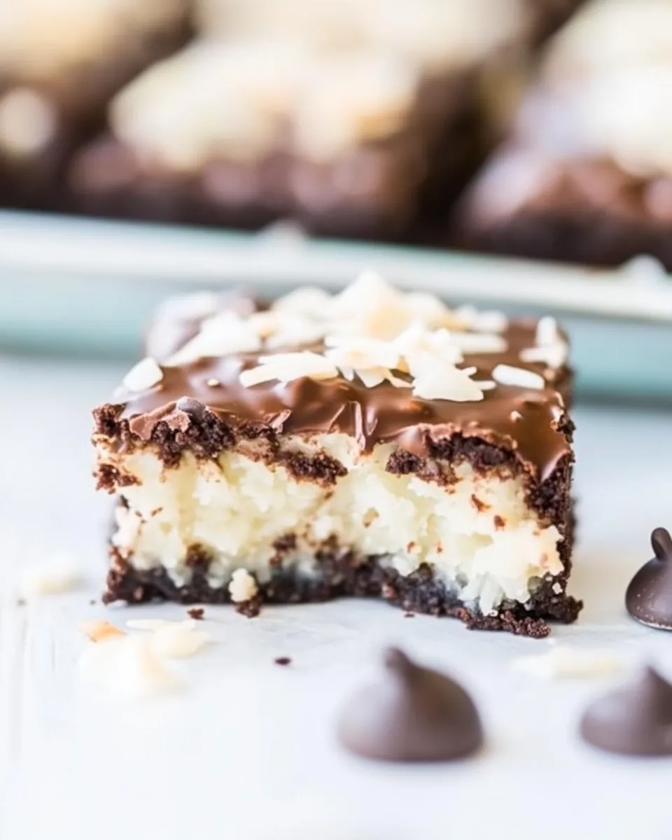 Easy Chocolate Coconut Mounds Bar Brownies recipe photo