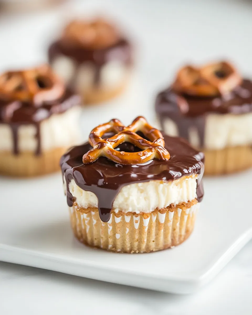 Easy Chocolate Covered Peanut Butter Pretzel Cheesecake Cupcakes photo