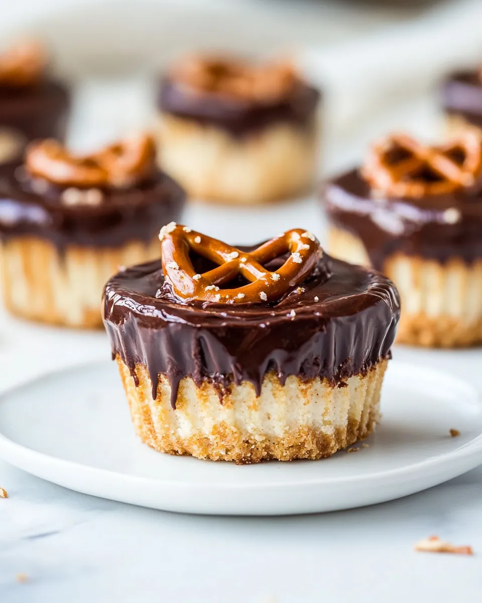 Homemade Chocolate Covered Peanut Butter Pretzel Cheesecake Cupcakes shot