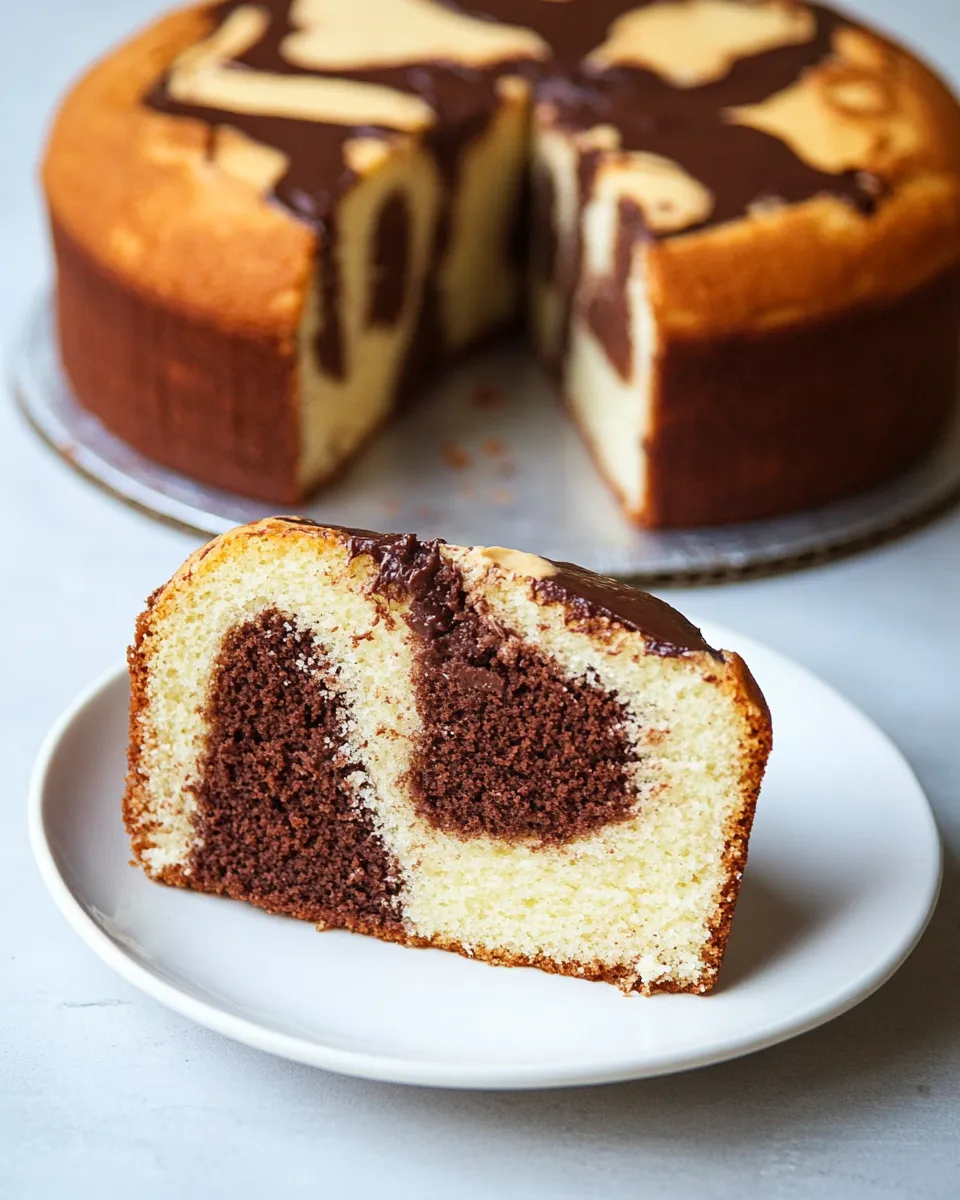 Easy Chocolate, Dulce de Leche, and Vanilla Marble Cake recipe photo