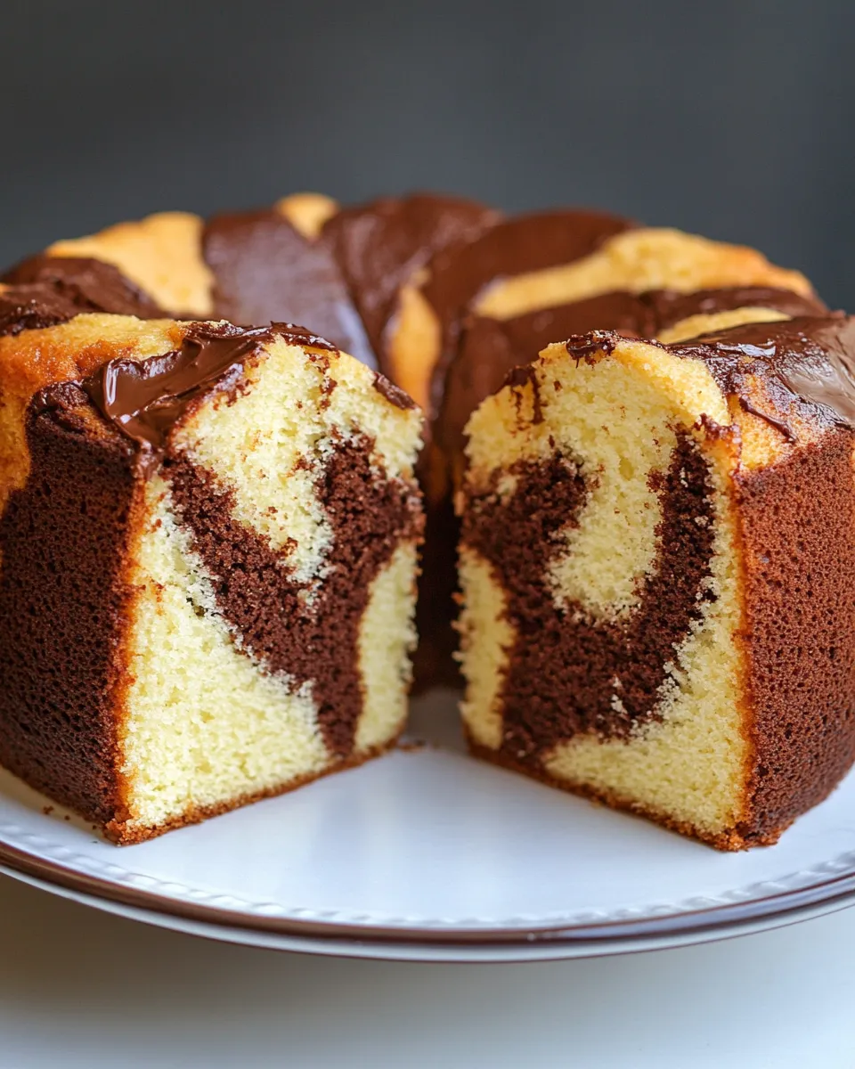 Delicious Chocolate, Dulce de Leche, and Vanilla Marble Cake shot