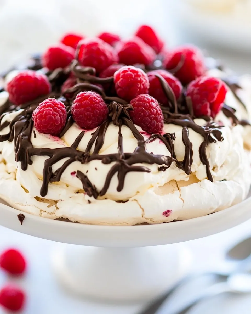 Classic Chocolate Pavlova with Mascarpone and Raspberries image