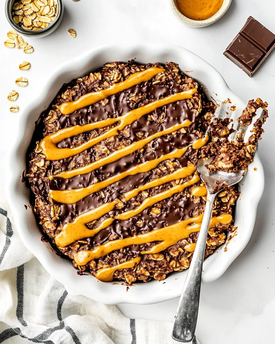 Homemade Chocolate Peanut Butter Baked Oatmeal photo
