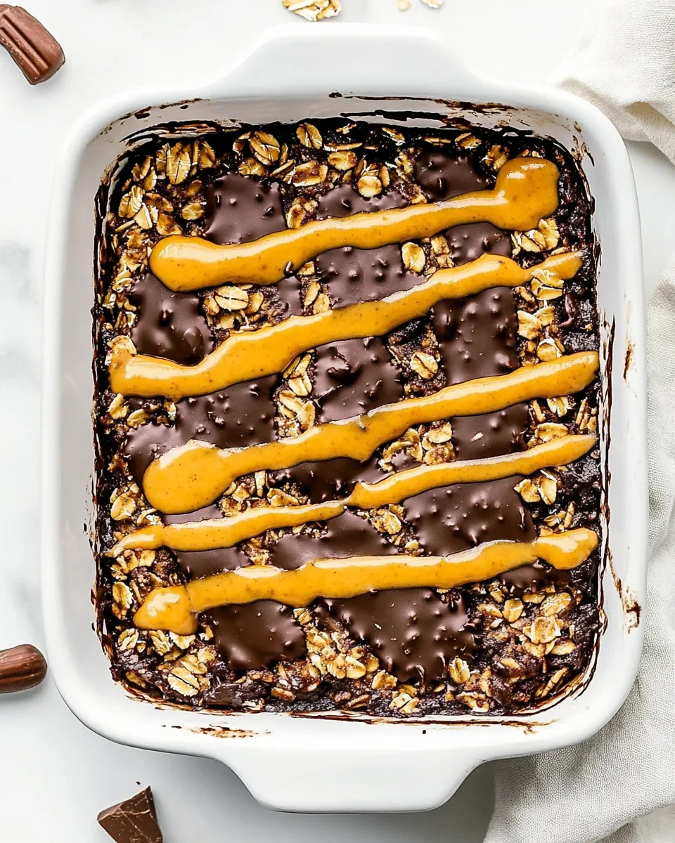 Delicious Chocolate Peanut Butter Baked Oatmeal image