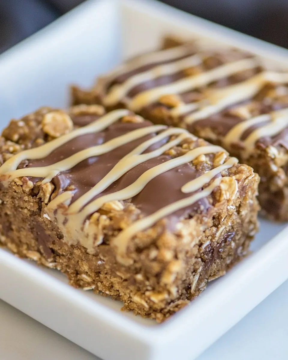 Classic Chocolate Peanut Butter Oatmeal Bars image