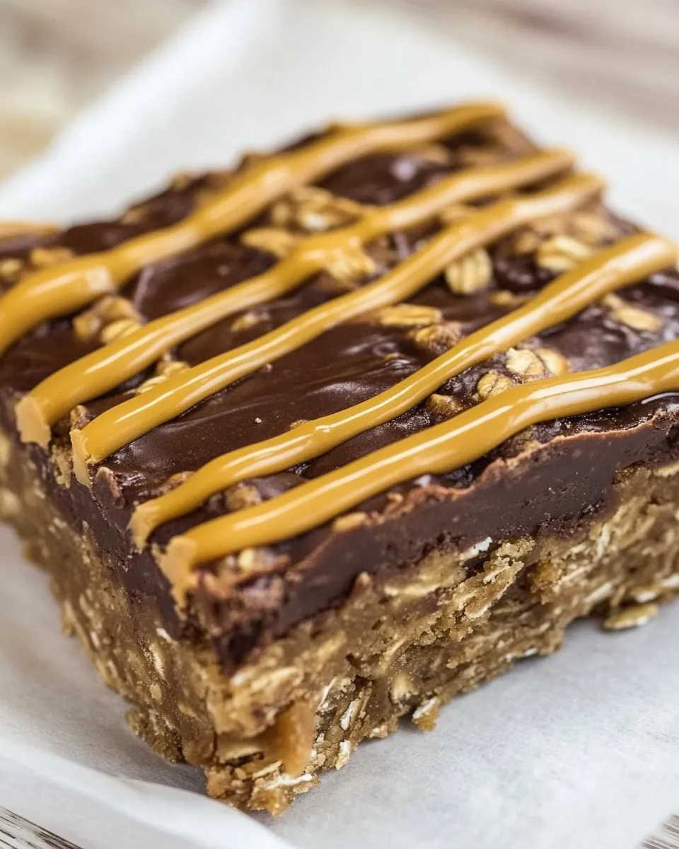 Easy Chocolate Peanut Butter Oatmeal Bars recipe photo