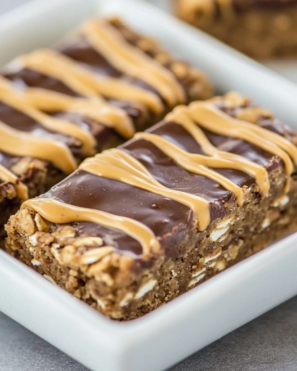 Delicious Chocolate Peanut Butter Oatmeal Bars shot