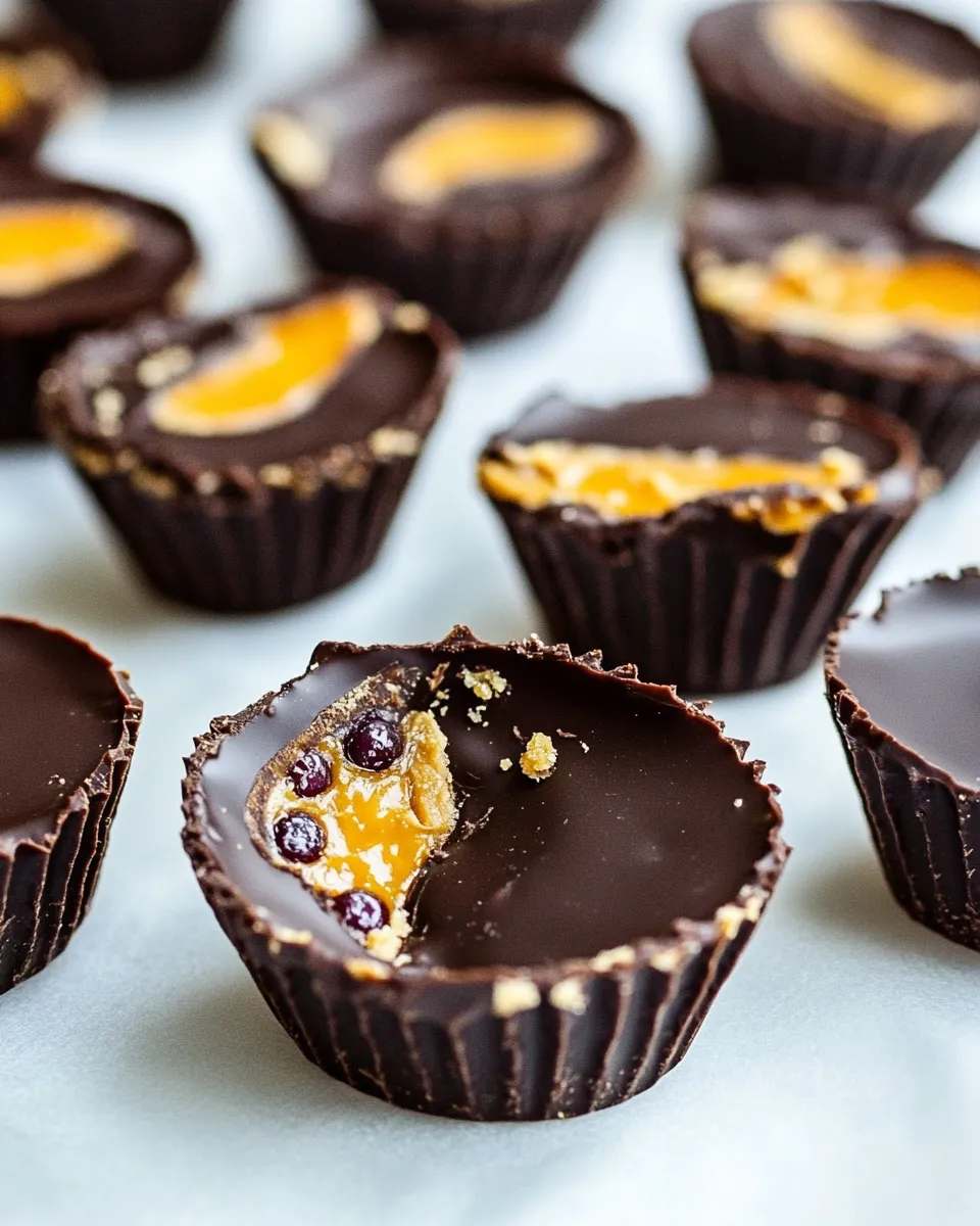 Homemade Chocolate Peanut Butter and Jelly Cups photo