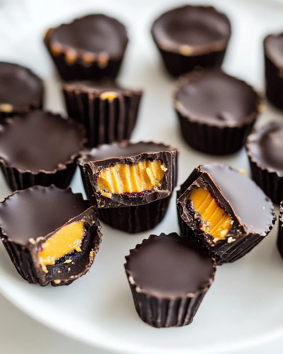 Delicious Chocolate Peanut Butter and Jelly Cups shot