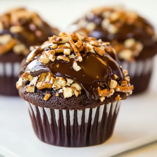 Homemade Chocolate, Peanut Butter and Pretzel Cupcakes photo