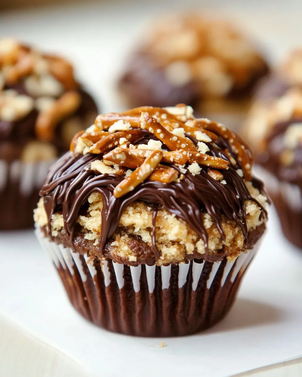 Best Chocolate, Peanut Butter and Pretzel Cupcakes shot