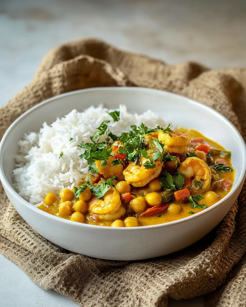 Quick Coconut Shrimp Curry with Chickpeas dish photo