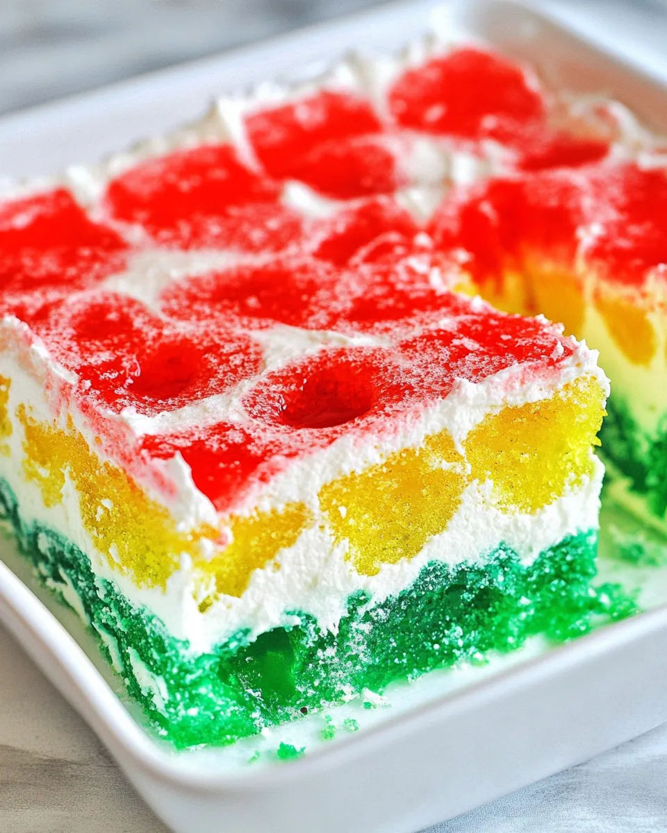 Homemade Colorful Jello Poke Cake photo