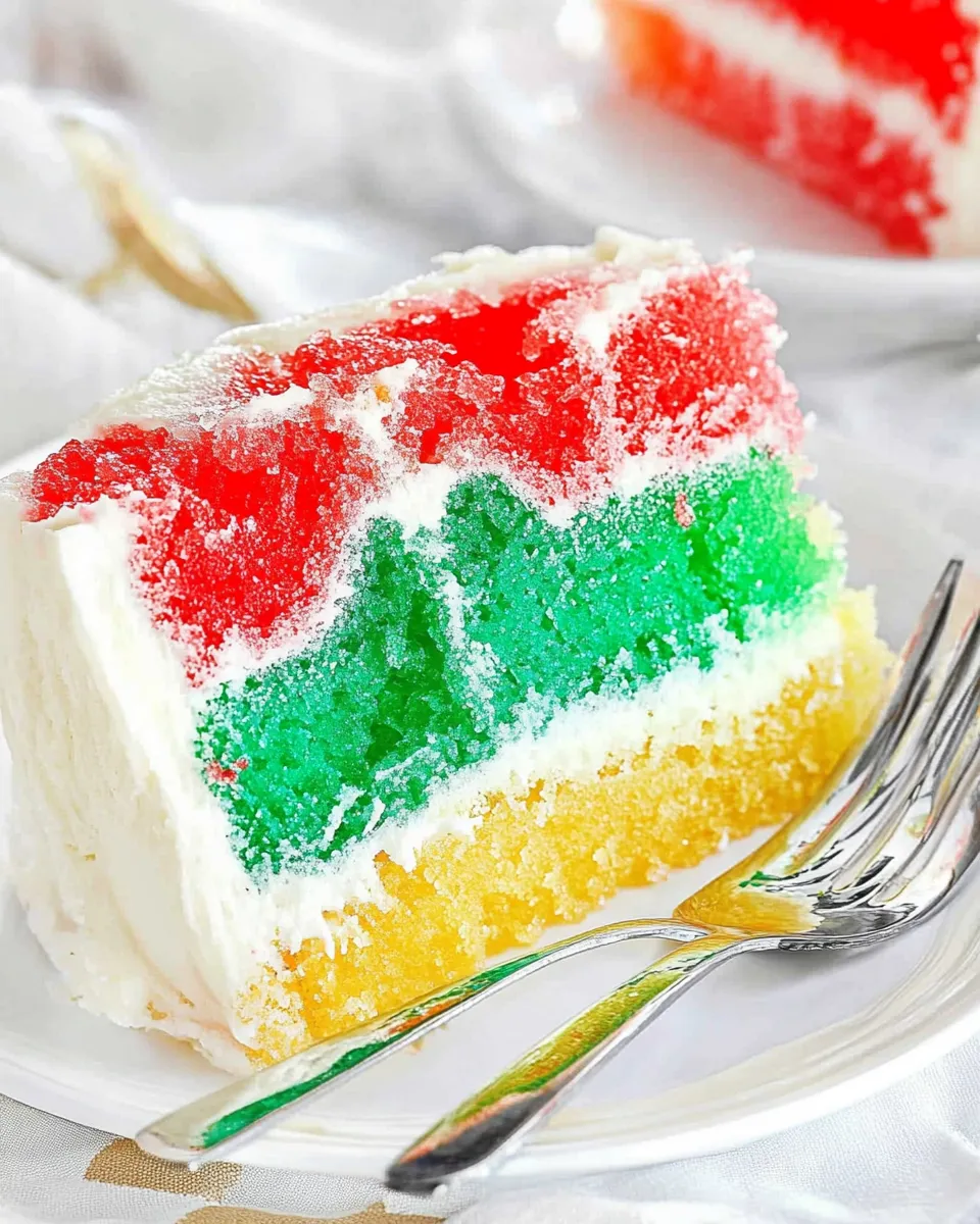 Easy Colorful Jello Poke Cake recipe photo