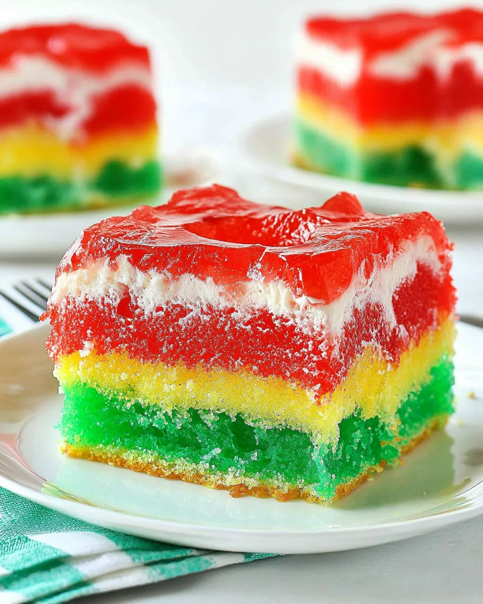 Delicious Colorful Jello Poke Cake shot