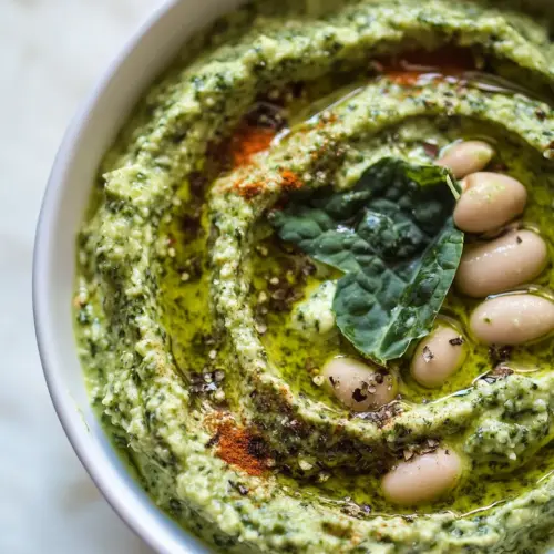 Homemade Creamy Kale Pesto White Bean Dip photo