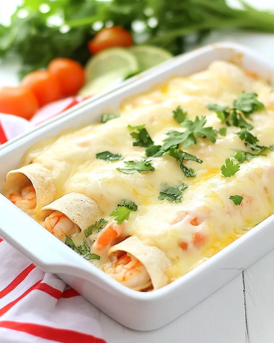 Savory Creamy Shrimp Enchiladas shot
