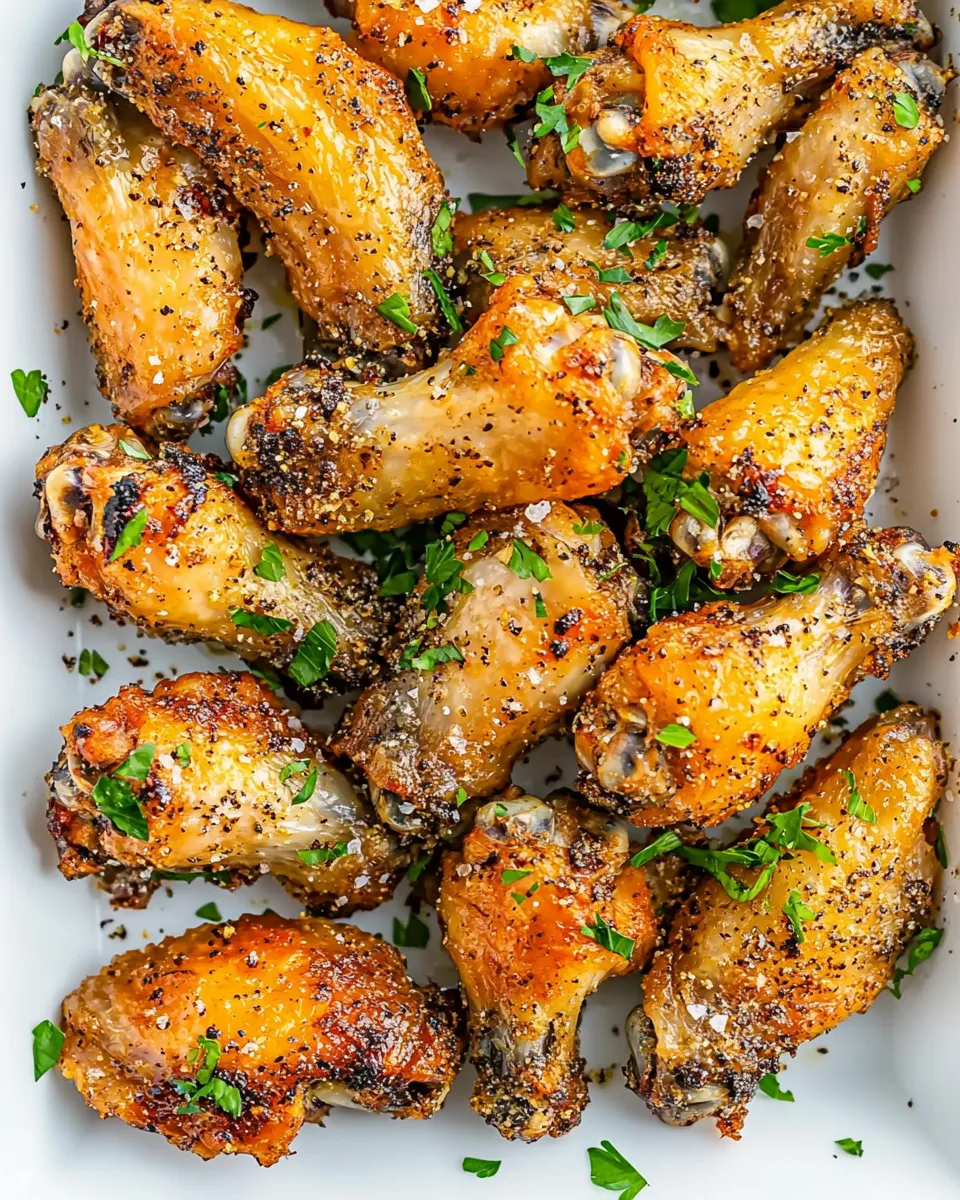 Delicious Crispy Baked Salt and Pepper Chicken Wings shot