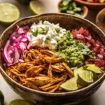 Classic Crockpot Salsa Verde Chicken Tortilla Bowl. photo