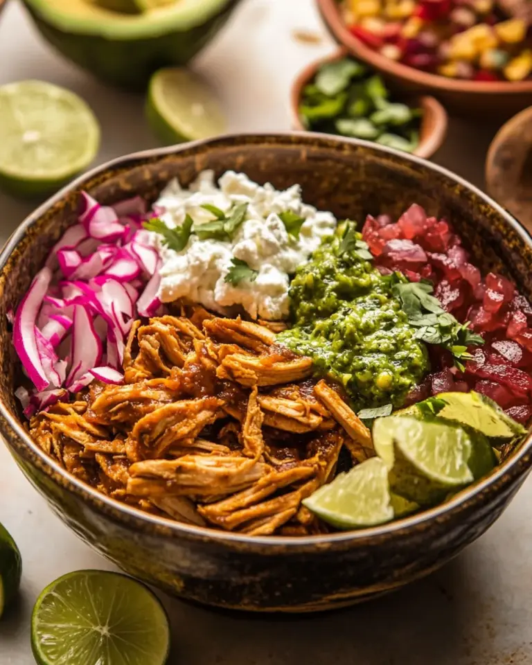 Classic Crockpot Salsa Verde Chicken Tortilla Bowl. photo