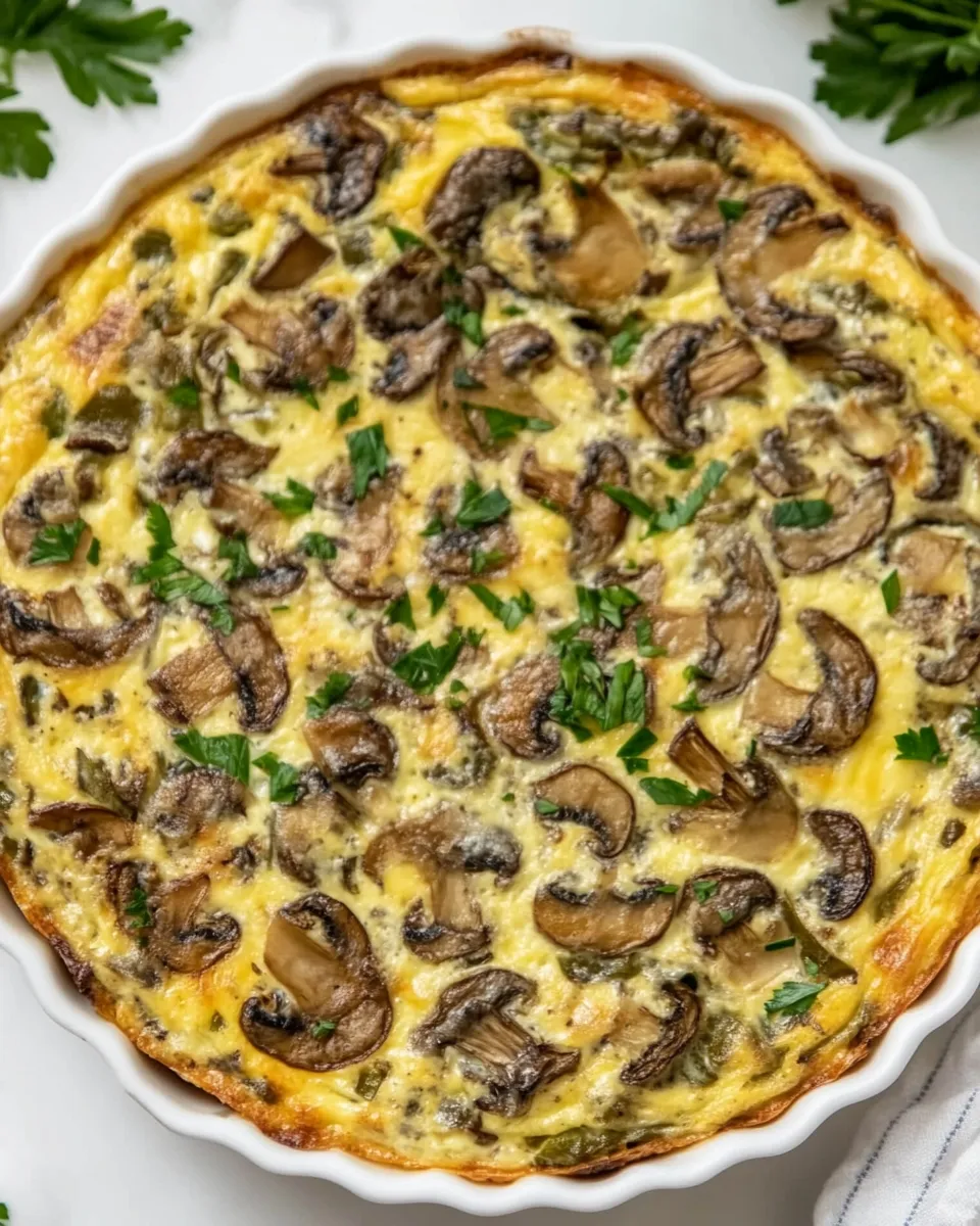 Delicious Crustless Mushroom Quiche shot