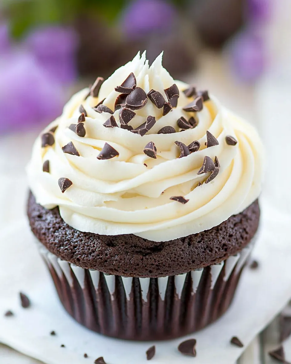 Easy Dark Chocolate Cupcakes with White Chocolate Frosting recipe photo