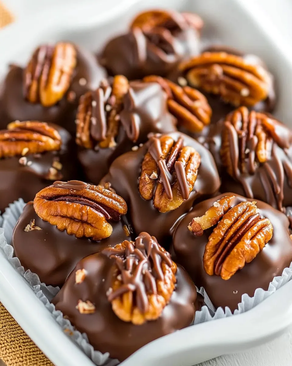 Delicious Dark Chocolate Salted Caramel Pecan Turtles image