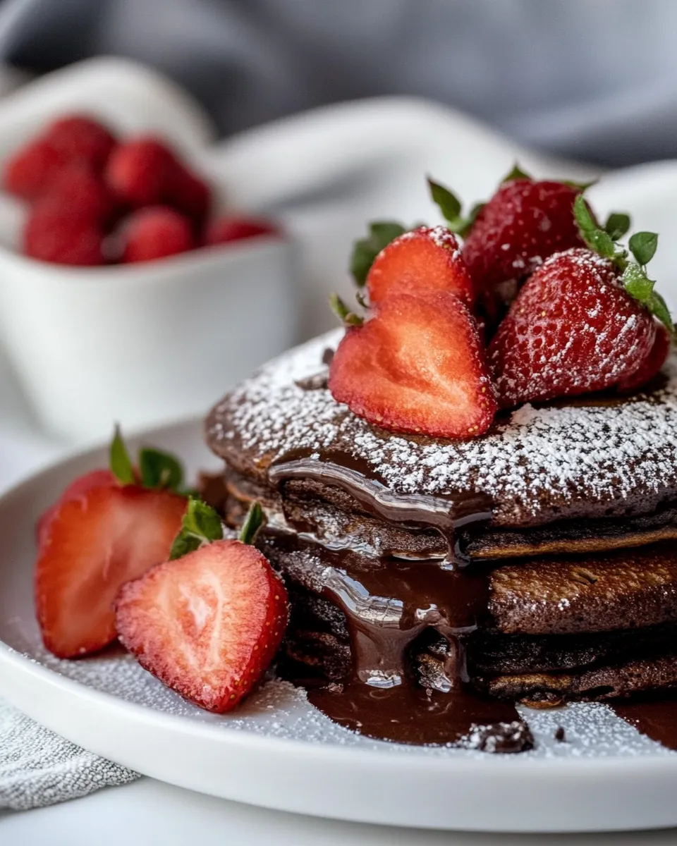 Homemade Double Chocolate Brownie Pancakes photo