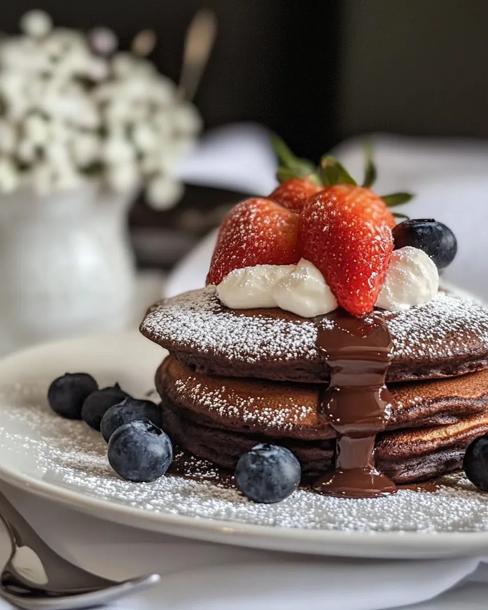 Easy Double Chocolate Brownie Pancakes shot