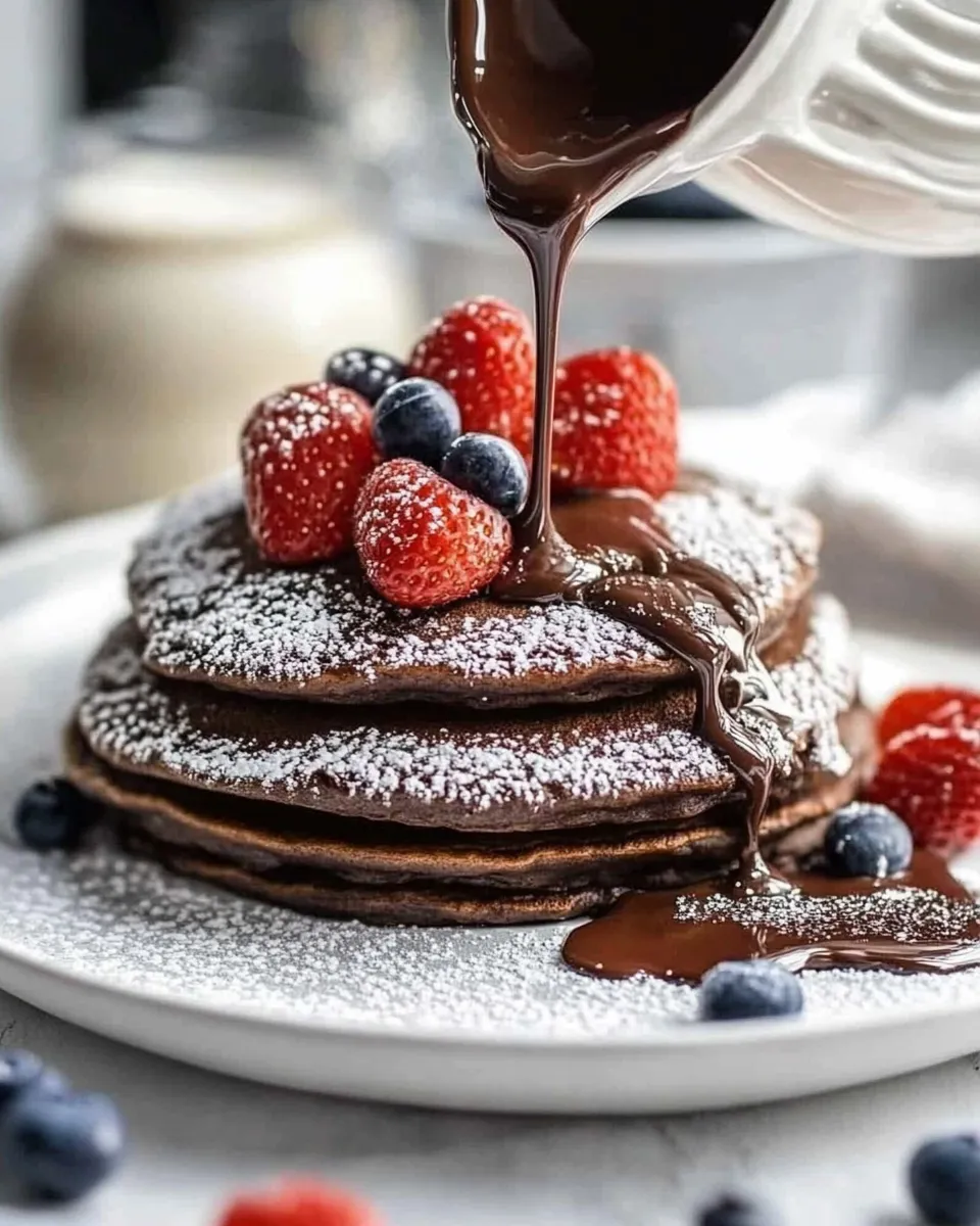 Delicious Double Chocolate Brownie Pancakes recipe photo