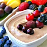 Homemade Easy Chocolate Cherry Yogurt Dip with Fruit Kabobs photo