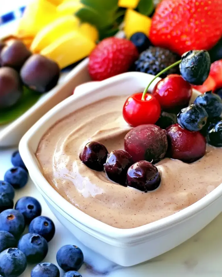 Homemade Easy Chocolate Cherry Yogurt Dip with Fruit Kabobs photo